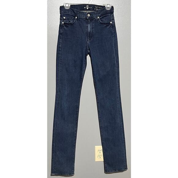 7 For All Mankind High Wast Straight Leg‎ Size 26 Blie Jeans.  Great Condition - Picture 1 of 8